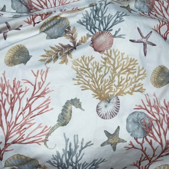 NEW Ocean Sea Life Summer Coral Sea Horses Starfish tabke cloth 80x60 rectangle - Picture 2 of 2